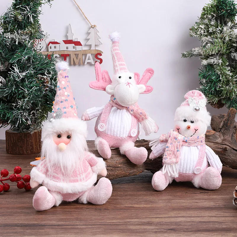 Description Picture 2 of itemNew Christmas Decorations Supplies Pink Old Man Snowman Telescopic Figure Home Decoration Bedroom Display Christmas Ornaments