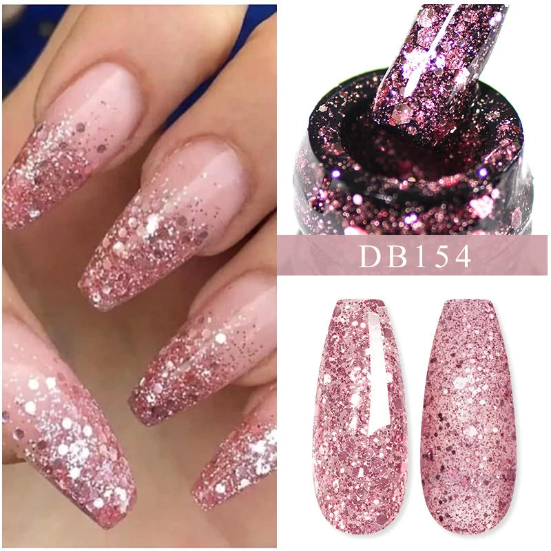 Description Picture 2 of itemMtssii 6ml Glitter Sequins Gel Nail Polish Nails Semi-permanent Varnishes Uv Nail Glitter Gel For Manicure Base Uv Coat Nail Art