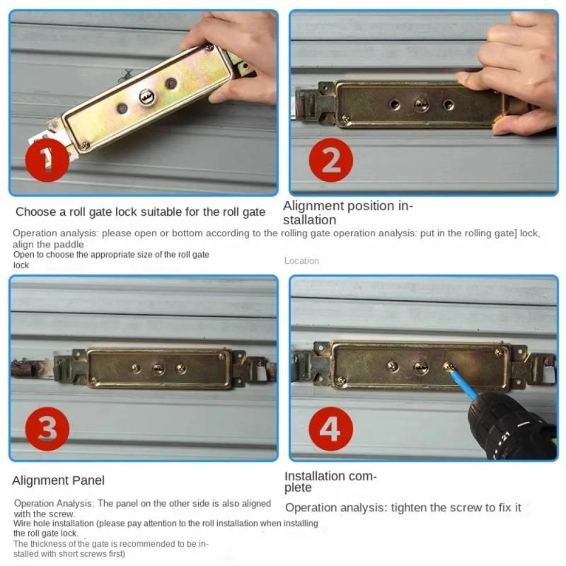 Description Picture 4 of itemNew Alloy Roller Shutter Door Lock Middle Bottom Hardware Roll Gate Lock Thicken with Key Anti-theft Locks Garage