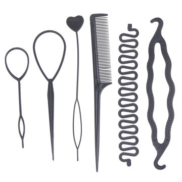 6pcs/set High Quality Hairstyle Braiding Plastic Tools Pull-through Hair Needle Hair Disk Hair Comb