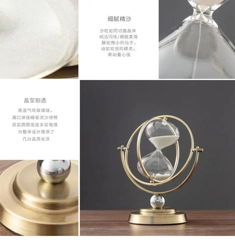 Description Picture 5 of itemHourglass timer creative time ornaments Nordic room small ornaments study office desk home decorations sand timer sand clock