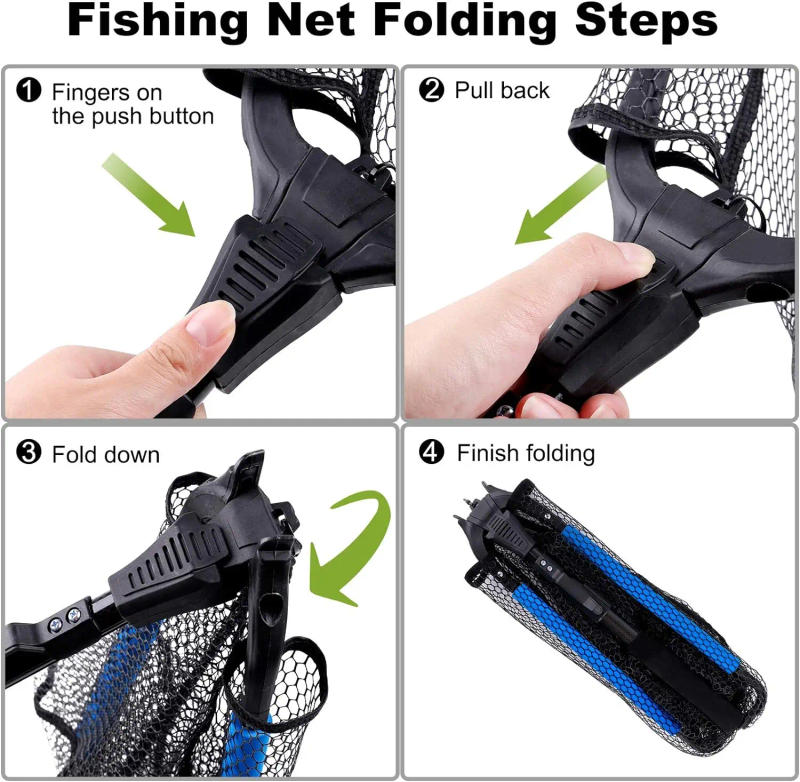Description Picture 5 of itemNew Floating Fishing Net  Aluminium Alloy Foldable Telescoping Landing Net Retractable Handle Nylon Mesh Sea Fishing Accessorie