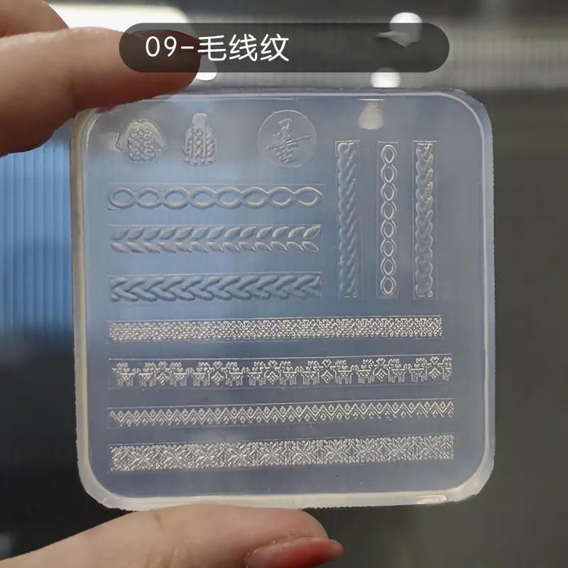Description Picture 3 of item1pc Sweater Knitting Lace 3D Acrylic Mold Nail Art Decoration Nails DIY Design Silicone Nail Art Template Nail Mold