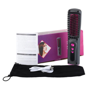 Wireless Professional Hair Straightener Curler Comb Fast Heating Negative Ion Straightening Curling Brush Women Styling Tools