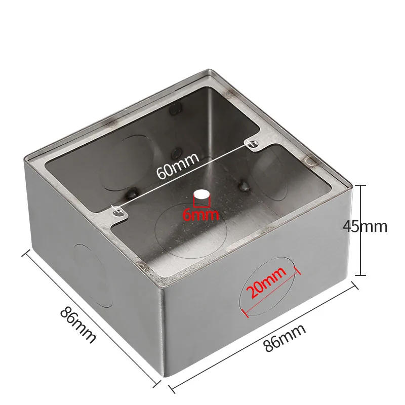 Description Picture 6 of itemType 86 Stainless Steel Socket Panel Button Box Surface Mount Universal Wall Switch Junction Box 20mm Hole