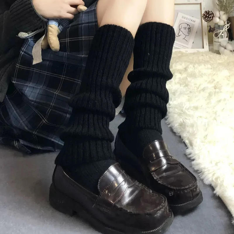 Description Picture 2 of itemY2K Winter Leg Warmers Women Girls Solid Color Wool Knitted Long Sock Soft Comfortable Warm Cotton Stockings Fashion Accessories