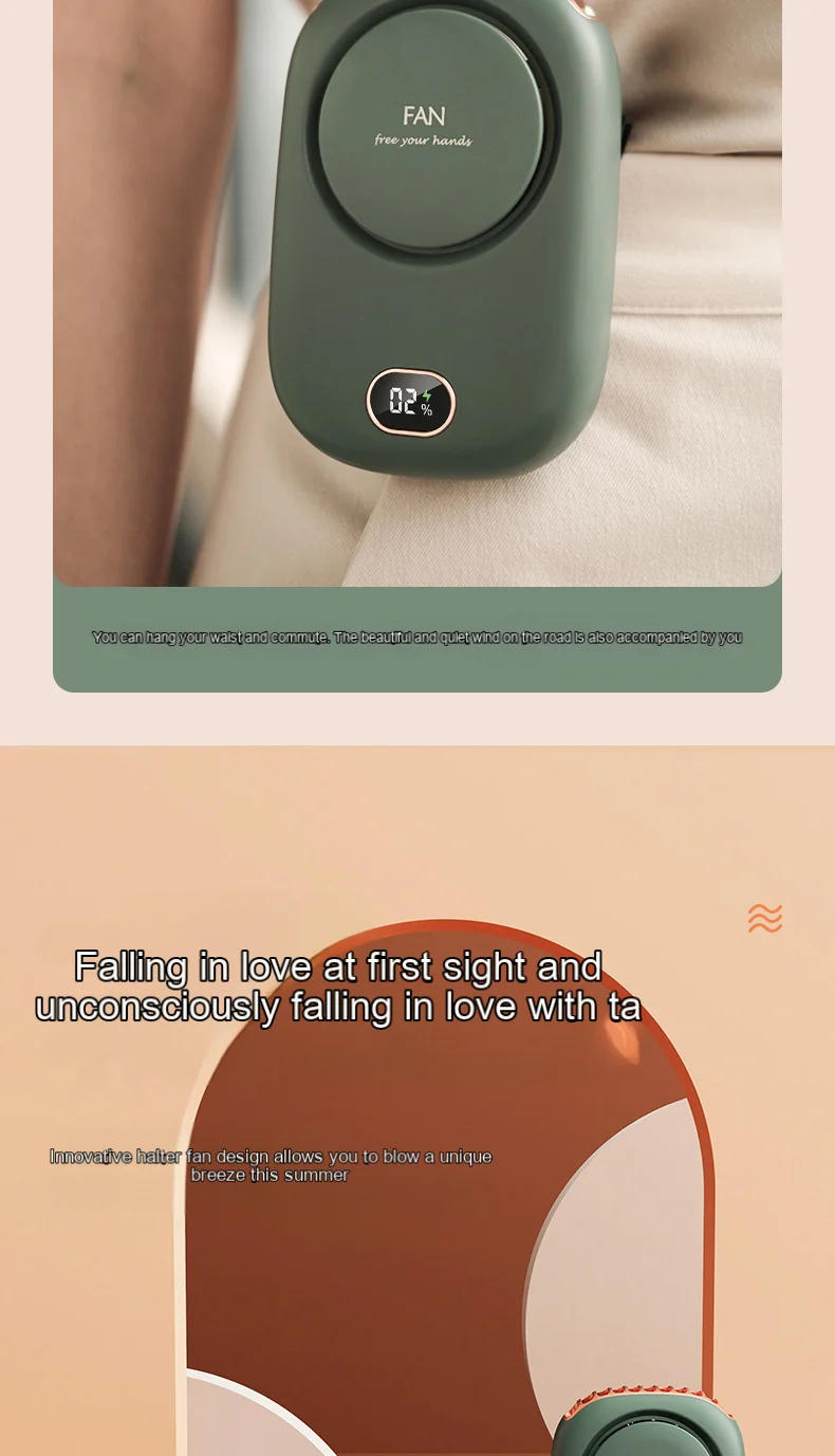 Description Picture 6 of itemNew Mini Portable Fan Hanging Handheld Fan Rechargeable Bladeless Turbo Ultra Quiet Student Hand Held Fan Outdoor Sports Travel