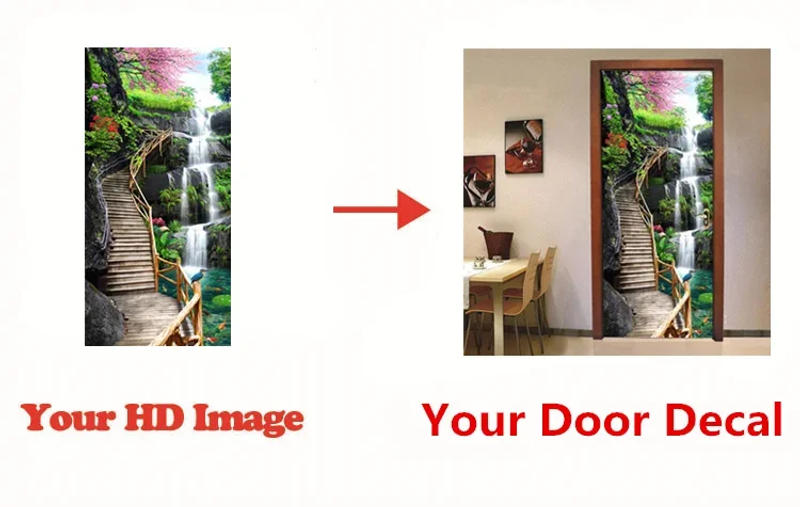 Description Picture 2 of itemRetro Wooden Door Stickers Adhesive Vintage Wood Grain Photo Wallpaper for Living Room DIY Full Door Mural Cover Art Poster Home