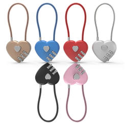 Exquisite Wire Rope Combination Lock Digital Padlock Zinc Alloy Padlock Heart Password Lock Coded Handbag Mini Padlock