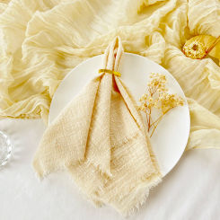 10pcs 32x32cm Wedding Gauze cotton Napkins Reusable green Trim Tea Towel Rustic Retro Burrs napkins for Party Table Decoration
