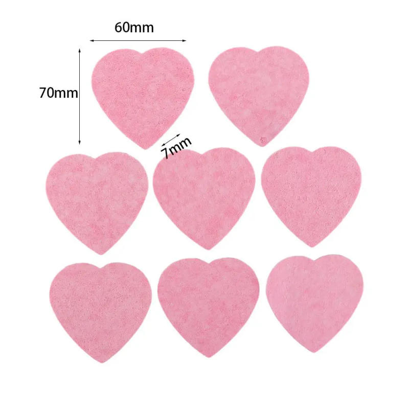 Description Picture 3 of item10 Pieces Pink Cosmetic Puff 7mm Natural Makeup Remover Tool Heart Shaped Face Washing Cleansing Sponge Compressed Sponge Travel