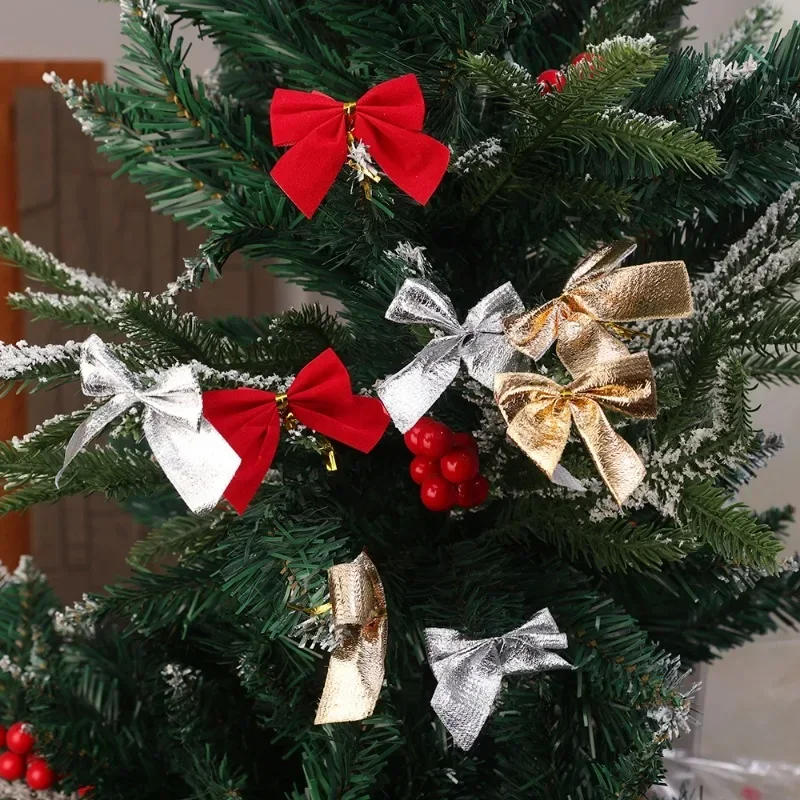 Description Picture 6 of item36/12PCS Christmas Bows Hanging Decorations Red Gold Silver Bowknot Christmas Tree Ornaments New Year Xmas Party Gift Decoration