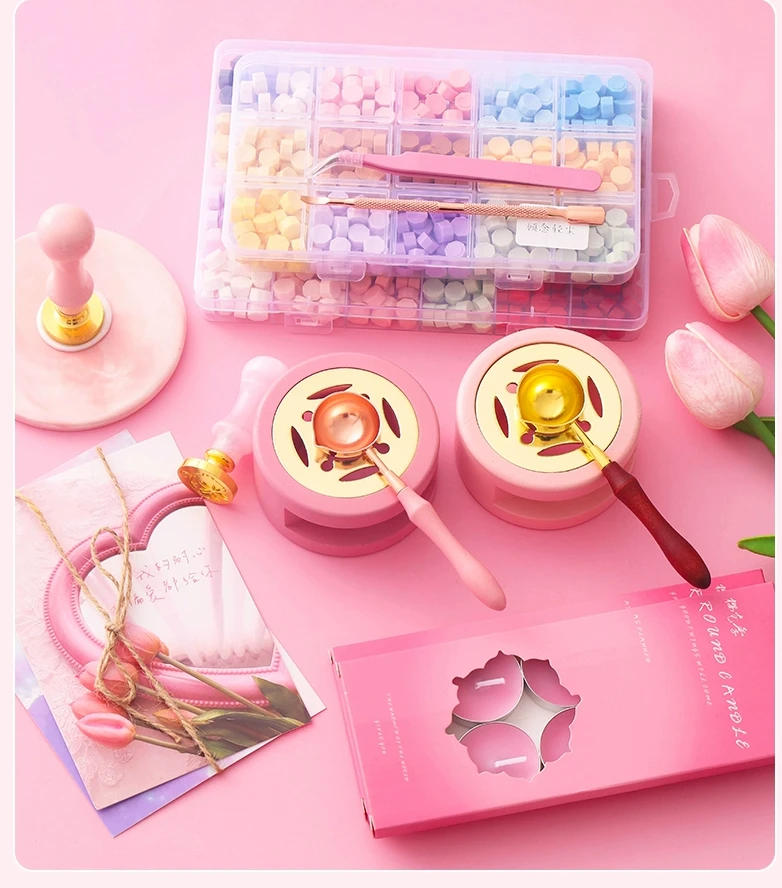 Description Picture 5 of itemLacquer Colored Wax Particle Seal Set Sealing Wax Custom Stamp Scrapbooking Seal 실링왁스 Electric Furnace Paint Melting Tool Stamps
