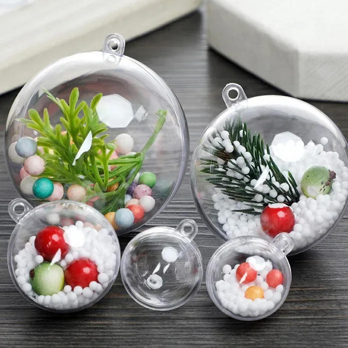 Description Picture 5 of item1/12Pcs Christmas Balls Pendants DIY Hollow Plastic Clear Fillable Bauble Xmas Tree Hanging Ornaments Home Party Gifts Box Decor
