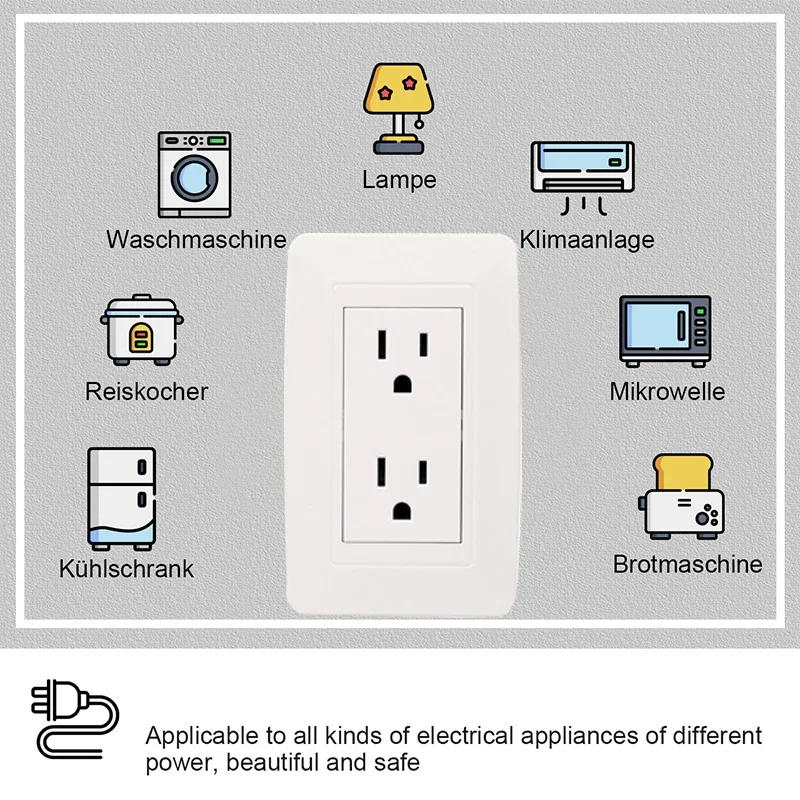 Description Picture 6 of itemBingoelec Electrical Wall Outlet White,118*72mmFlame Retardant Protective Plastic Panels US Standard Wall Electrical Sockets