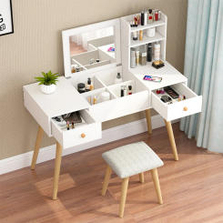 Dressing Table Dressing Table Glass Mirror Bedroom Small Apartment Simple Modern Flip Mirror Simple Storage Cabinet Furniture