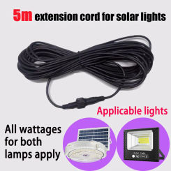 5m Double hole Plug Led Solar Light Extension Cable Waterproof Outdoor Floodlights Street Light Wire Lamp Cord