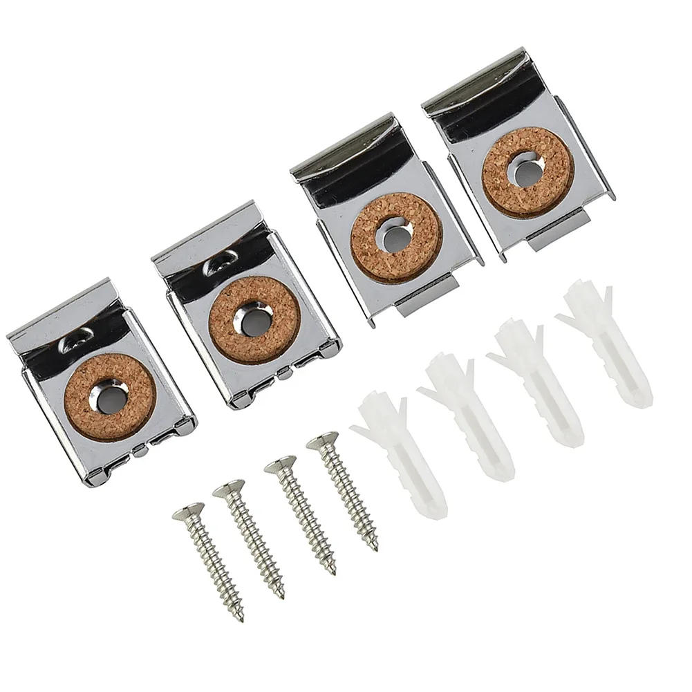Description Picture 6 of item4pcs Bathroom Mirror Glass Wall Hanging Fixing Kit Frameless Clips Mounting Hanger Clamp Chrome Wall Brackets Clamps