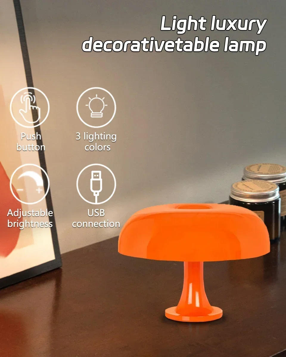 Description Picture 5 of itemRetro Mushroom Table Lamp Dimmable Study Reading Desk Lamp Bedside Table Light Hotel Bedroom Living Room Atmosphere Decor Lamp
