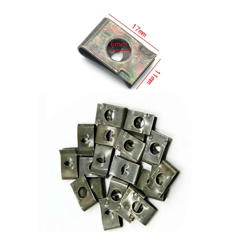 Description Picture 2 of item10/20pcs Metal U-Type Clips For Motorcycle Car Scooter ATV Moped Ebike Plastic Cover Replacement Accessories Grommet Clips
