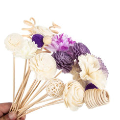19PCS Purple Series Flower Rattan Sticks Fireless Fragrances Reed Diffuser Stick Diy Ornaments Home Decor