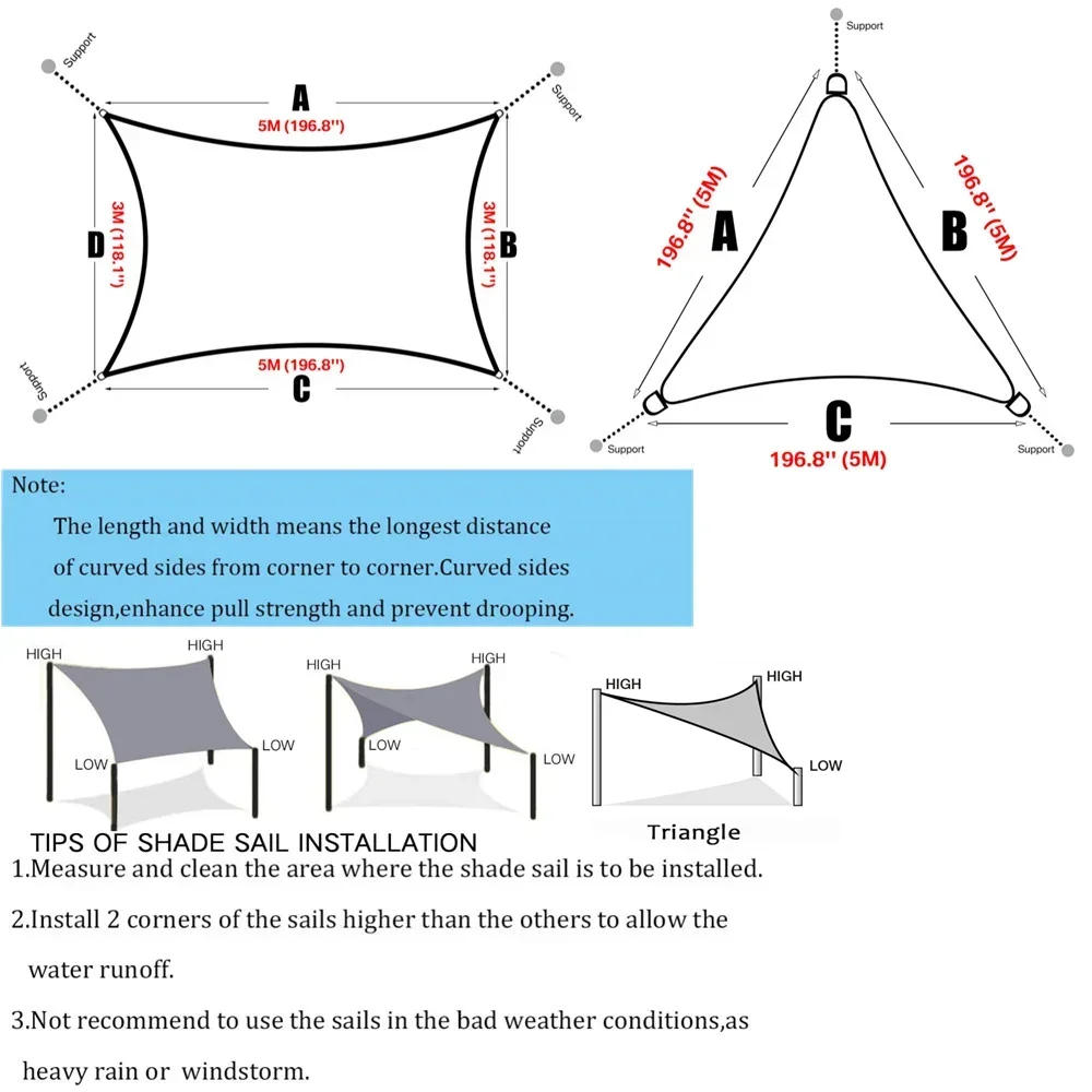 Description Picture 2 of itemWaterproof Triangle Sun Shelter,Sunshade Protection,Outdoor Canopy,Garden Patio Pool Shade Sail,Awning Shade Cloth,5x5x 5,2x2x2m
