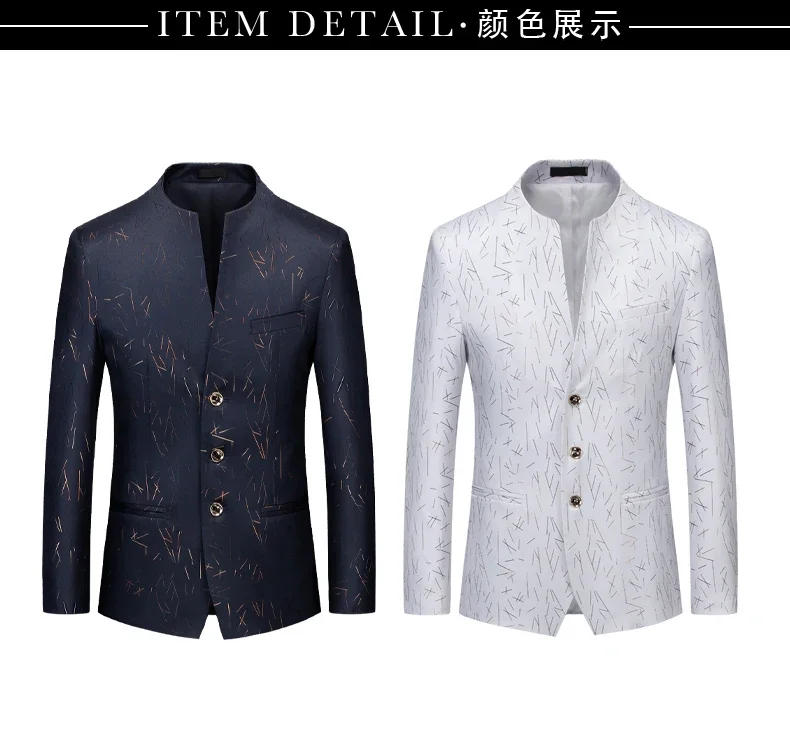 Description Picture 4 of item2024 Fashionable New Men's Casual Slim Fit Single Breasted Personalized Printed Slim Fit Suit Jacket