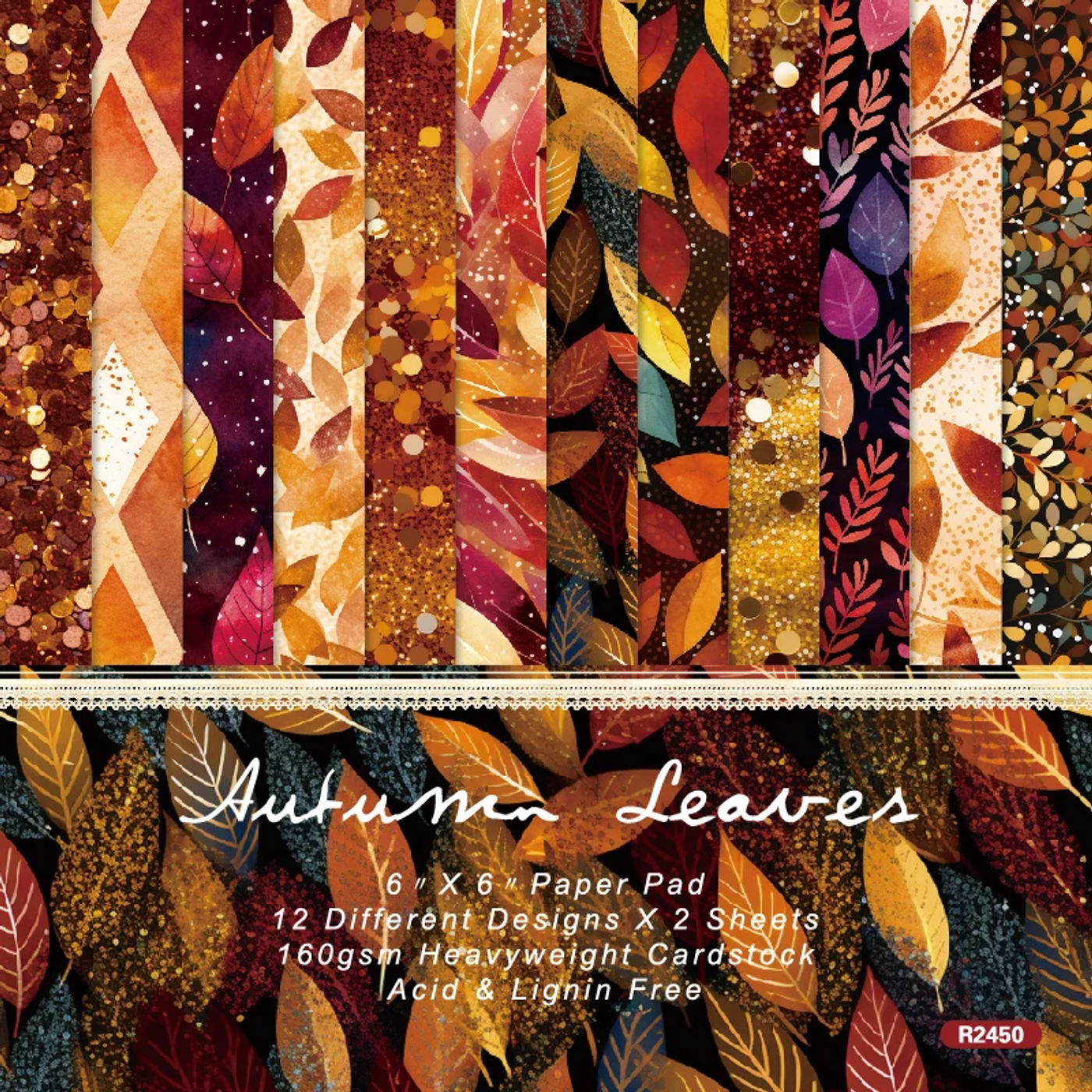 Description Picture 2 of itemPanalisacraft 24 sheets 6"X6" Vintage Autumn Leaves Scrapbook paper Scrapbooking patterned paper pack DIY craft Background paper
