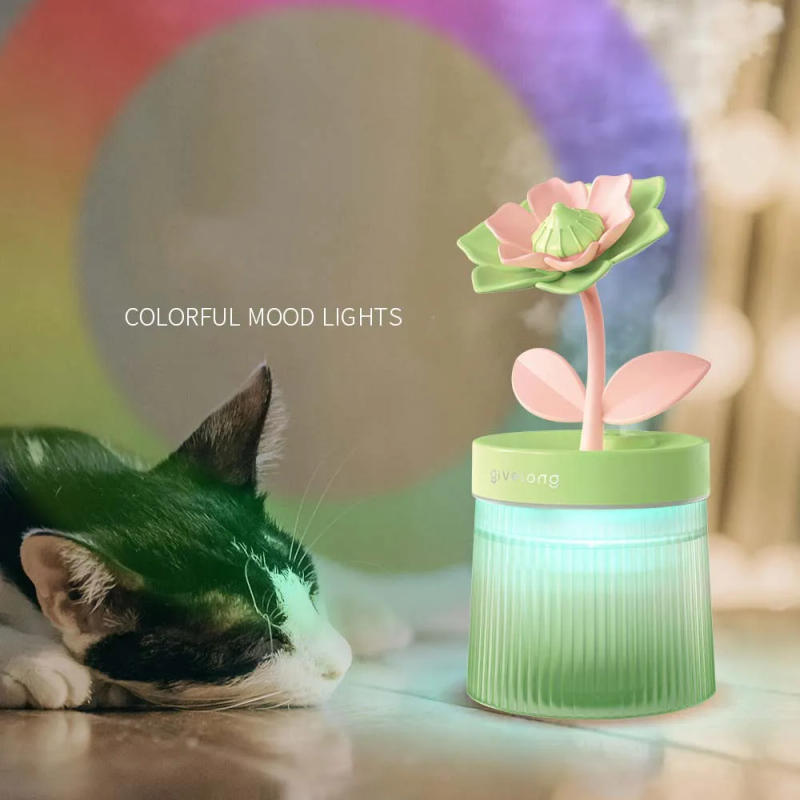 Description Picture 5 of item2024 Humidifier Portable USB Ultrasonic Colorful Cup Aroma Diffuser Cool Mist Maker Flower Air Humidifier Purifier With Light