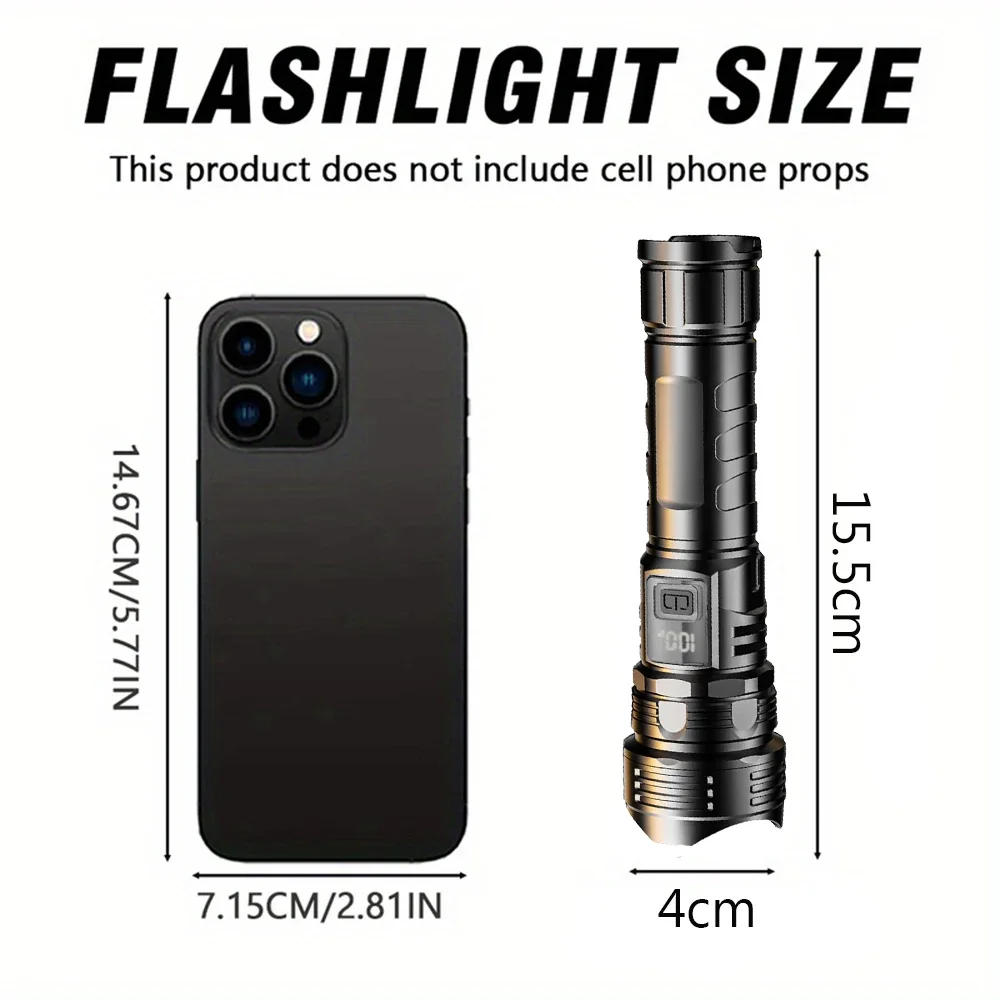 Description Picture 2 of itemPowerful LED Flashlight High Power Laser Torch Rechargeable Flashlight Emergency Camping Multifunctional Lantern Fishing Light