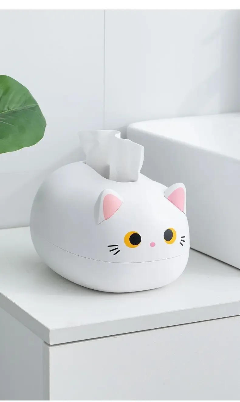 Description Picture 6 of itemKawaii Cat Tissue Box Livingroom Napkin Storage Box Kitchen Paper Container Desktop Toilet Paper Holder for Bathroom Dormitory