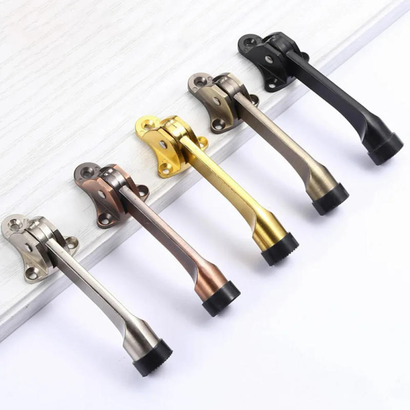 Description Picture 2 of item1pc Red Bronze Doors Stopper Zinc Alloy Foot-Operated Lever Non-Slip Rubber Doors Stop Doors Stopper Black Silver Gold
