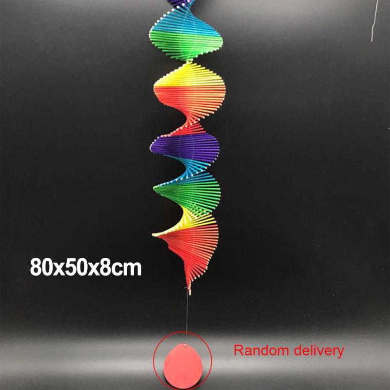 Description Picture 4 of itemColorful Wood Wind Chimes Rainbow Wind Spinner Mobile Chime Lawn Wind Spiral Party Home Decor Garden Ornament Decor DIY Pendant