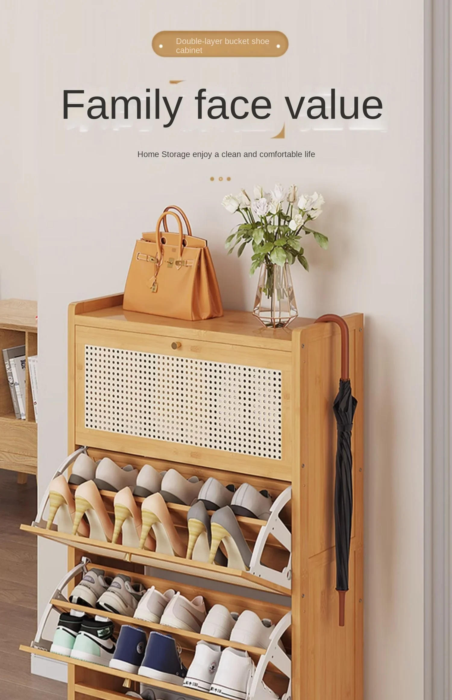 Description Picture 2 of itemModern Multilayer Shoe Cabinets Nordic Bamboo Simple Decor Shoe Rack Luxury Organizer Armarios De Dormitorio Hallway Furniture