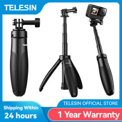 TELESIN Mini Quick Release Selfie Stick Tripod Portable Adjustable Length for GoPro Insta360 DJI Osmo Action Action Camera