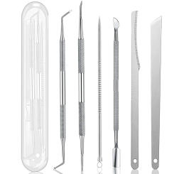 7-1Pcs Stainless Steel Cuticle Pushers Pedicure Knife Dead Skin Scissor Acne Needle Set Trim Tool Toe Nails Manicure Art Tools