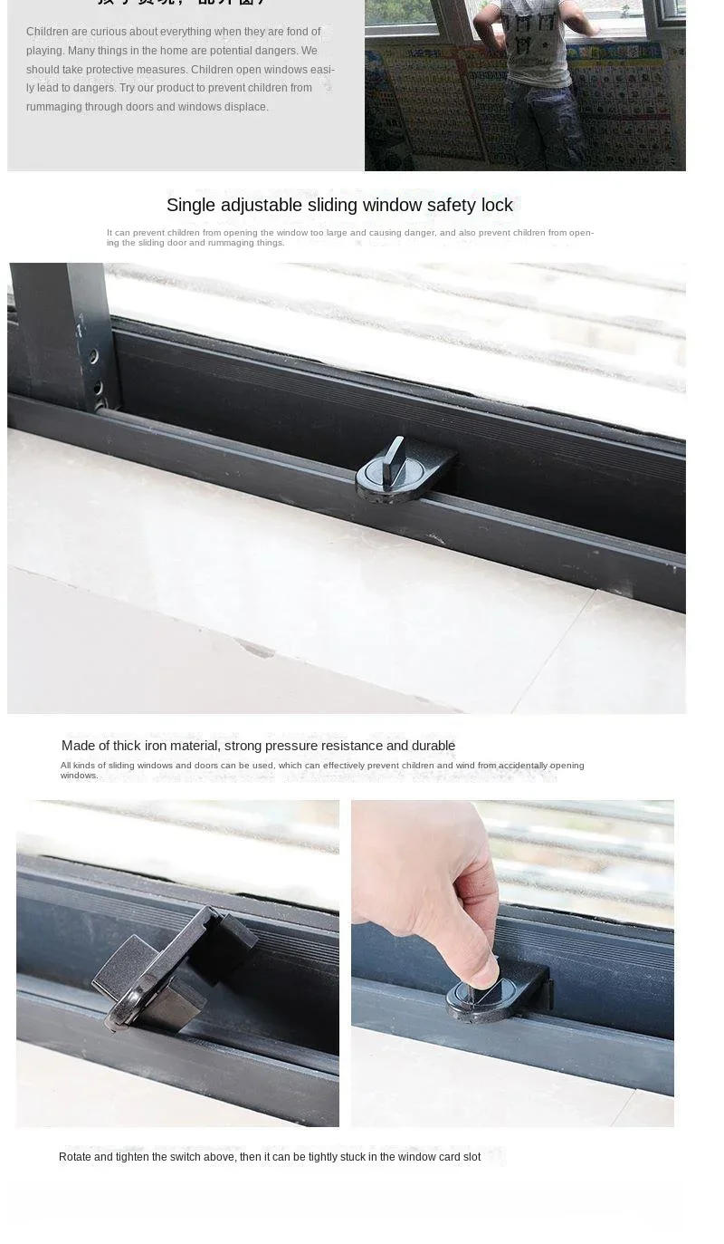 Description Picture 4 of item1PCS Kids Baby Safety Sliding Sash Stopper Cabinet Locks Straps Anti-Theft Lock Window Sliding Door Child Security Doors
