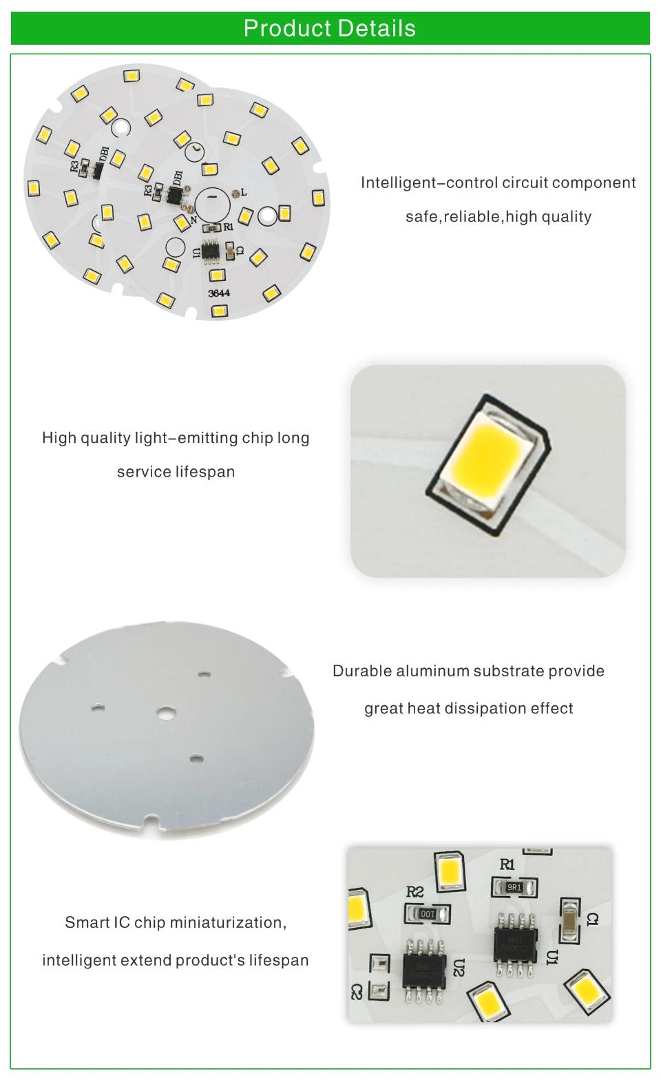 Description Picture 5 of itemLED Downlight Chip 3W 5W 7W 9W 12W 15W 18W SMD 2835 Light Beads AC 220V DIY For Led Downlight Cold/Warm white Lighting Spotlight