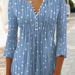 Fashion Elegant Polka Dot Print Bottoming Shirt Women 2022 Autumn Long Sleeve Button V Neck Pullover Blouse Casual Office Tops