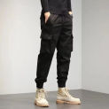 New Style Men's fall large pocket label trousers men's n-style loose casual Harlan corset overalls