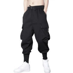 Men Cargo Trousers Men's Casual Cargo Pants with Ankle Bands Multiple Pockets Elastic Waist Soft Breathable Sport for Long