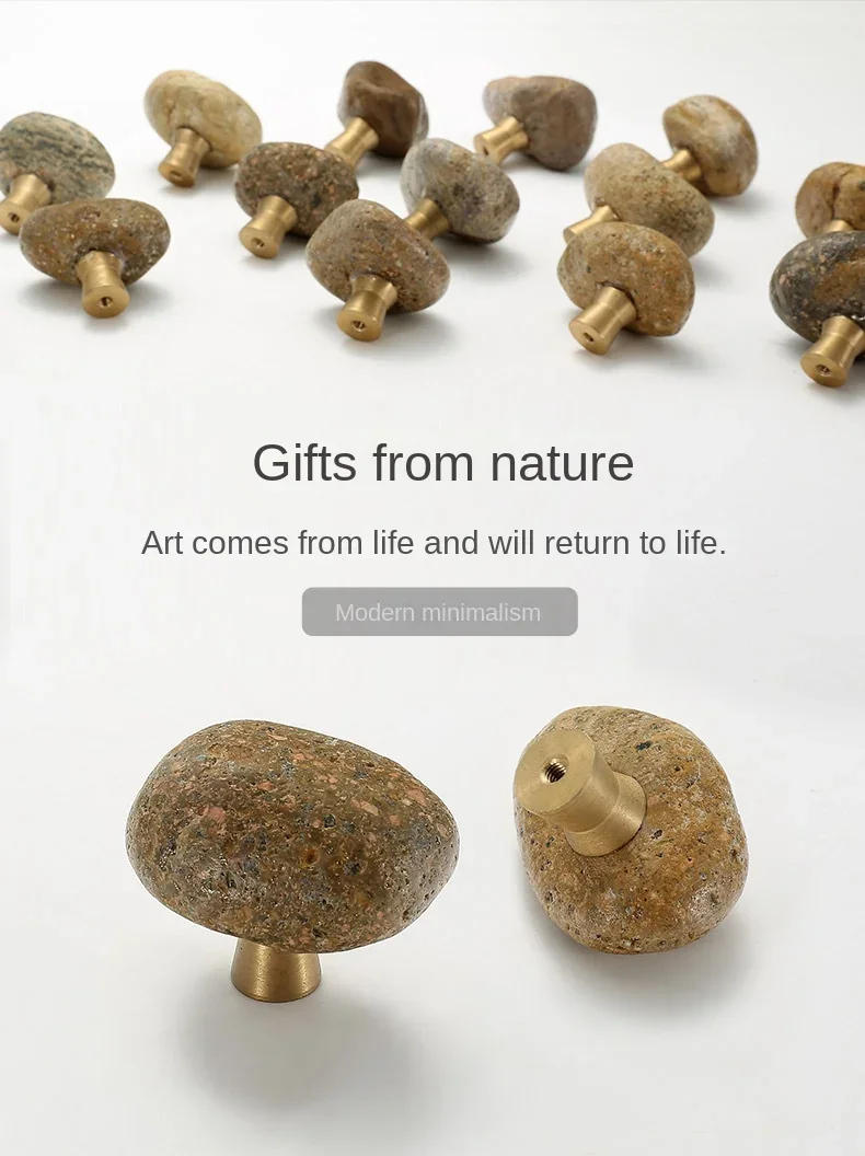 Description Picture 2 of itemNatural Stone + Zinc Alloy Door Handles Unique Kitchen Cabinet Knobs and Handles Wardrobe Furniture Handle Drawer Pulls