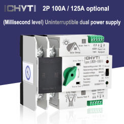 Single-phase 220V 100A 125A ATS Automatic Converter 2P Uninterruptible Dual Power Supply Automatic Transfer Switch For Solar