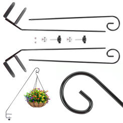 2 Pcs Heavy Duty Bird Feeder Hook 360 Degree Rotary Deck Mounted Hook Fence Hanger for Outdoor Bird Feeders Planters Wind Chimes
