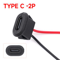Type-C 2 Pins Waterproof USB Connector Oval Socket Female Plug Fast Charging with Wire Cable DIY Car Power Charger Adapter Plug