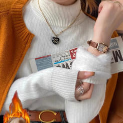 Sweater For Women Winter Thicken Turtleneck Slim Knit Pullover New Warm Plush Velvet Lined Knitwear Jumper Tops Casual Poleras