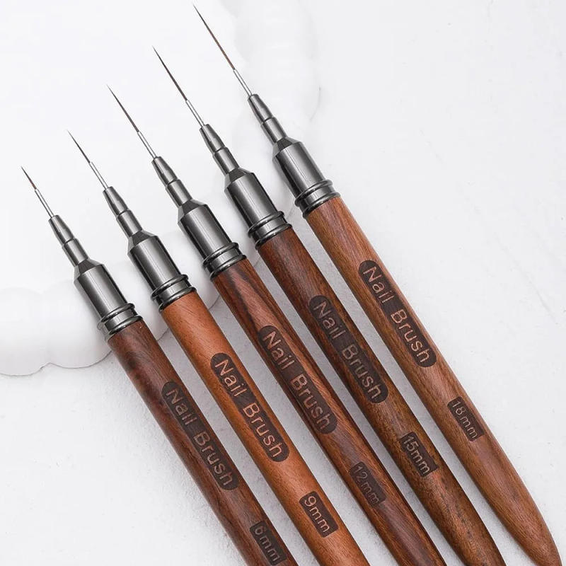 Description Picture 3 of itemWood Nail Art Brushes Nail Art Liner Brushes 4/8/12/20/25mm Painting Art Design Brush Super Thin Details Nail Pen Drawing Lines