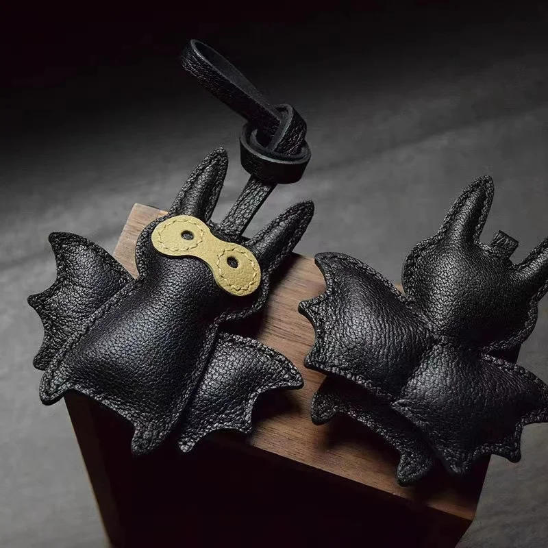Description Picture 4 of itemROSHK genuine leather cute bat keychain bag pendant handmade