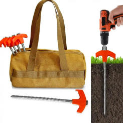 5PCS Rotating Threaded Tent Pegs Screw in Tent Stakes Heavy Duty Rustproof Ground Nail Outdoor Camping Ground Nail Ground Anchor