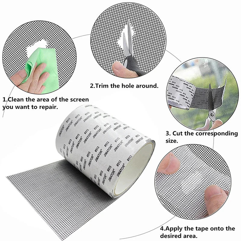 Description Picture 6 of item5/10cm Window Screen Tape Window Screen Hole Repair Tape Self-adhesive Repair Tape Anti-fly Netting Hole Repair Tape Repair Tool